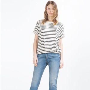 🔥LASTDAY 🔥 Zara cream/navy striped tee